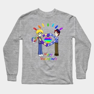 Valentine's day Lovers in Stripes (rainbow) Long Sleeve T-Shirt